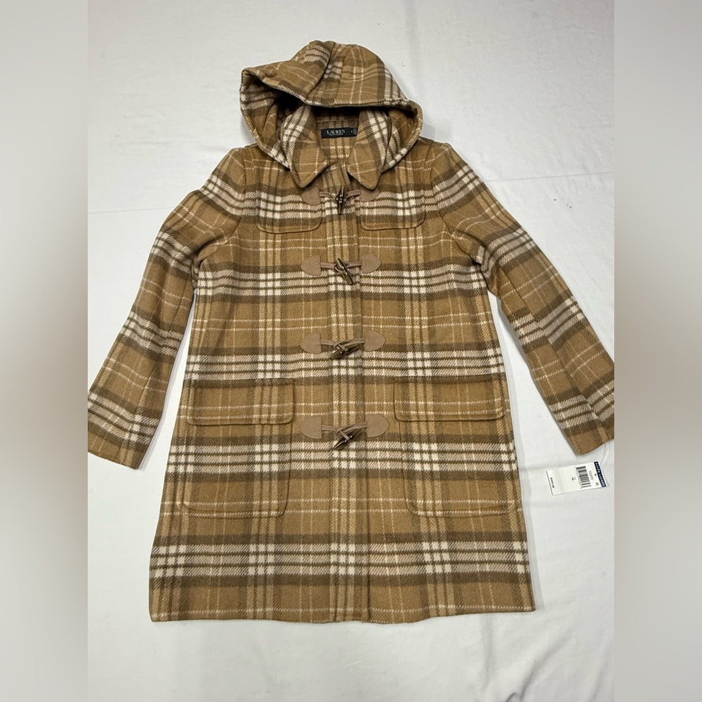 Lauren Ralph Lauren’s women Plaid Hooded 51%wool 38%polyester others blend